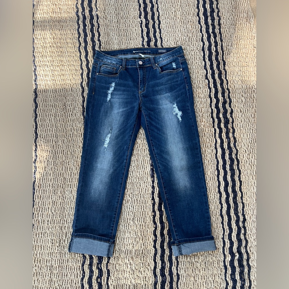 Special A brand Dark Blue Distressed Women's Jeans. Never worn. Size med.